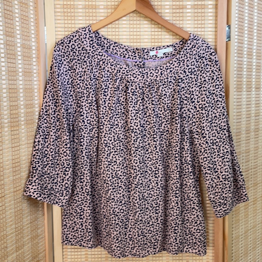 Boden Linen Animal Print Blouse